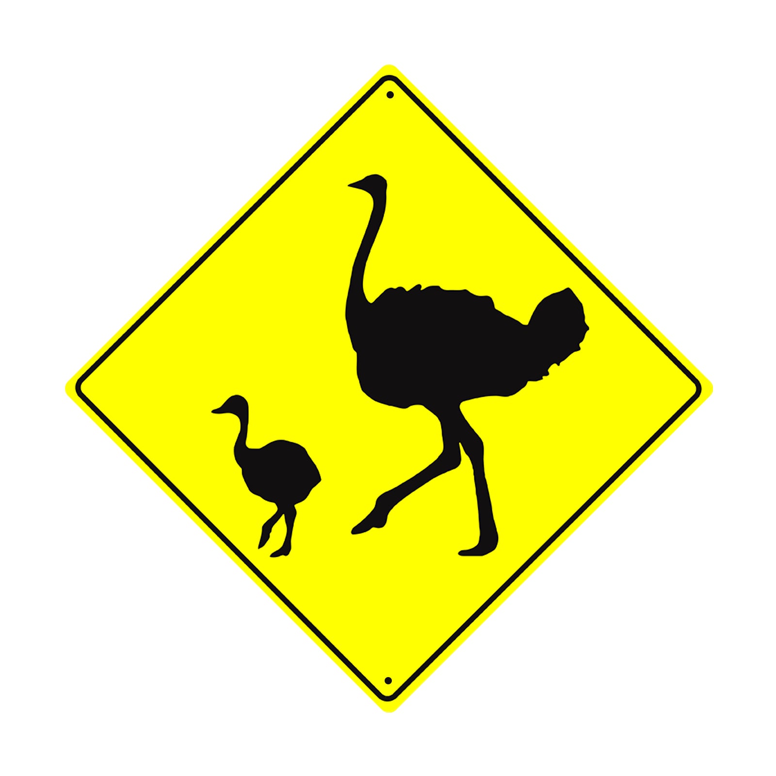 Ostrich with Chick Crossing Animal Xing Metal Aluminum Notice Novelty Road Plate Sign