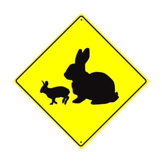 Rabbit with Bunny Crossing Animal Xing Metal Aluminum Notice Novelty Road Plate Sign