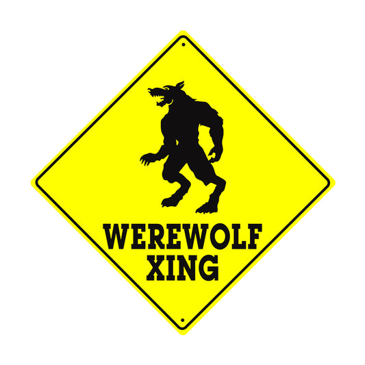 Werewolf Xing with Symbol Animal Crossing Metal Aluminum Notice Novelty Road Plate Sign