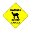 Danger Horned Animals Symbol Xing Metal Aluminum Notice Novelty Road Plate Sign