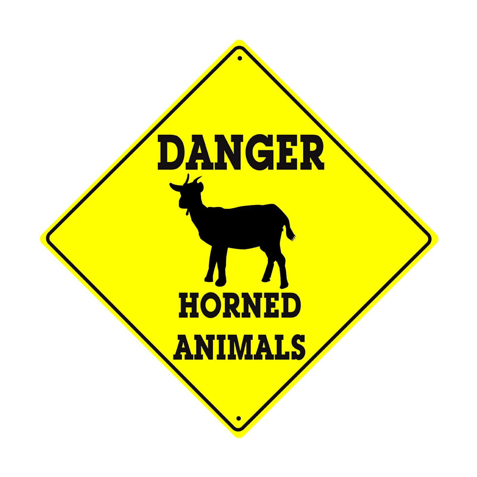 Danger Horned Animals Symbol Xing Metal Aluminum Notice Novelty Road Plate Sign