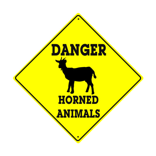 Danger Horned Animals Symbol Xing Metal Aluminum Notice Novelty Road Plate Sign