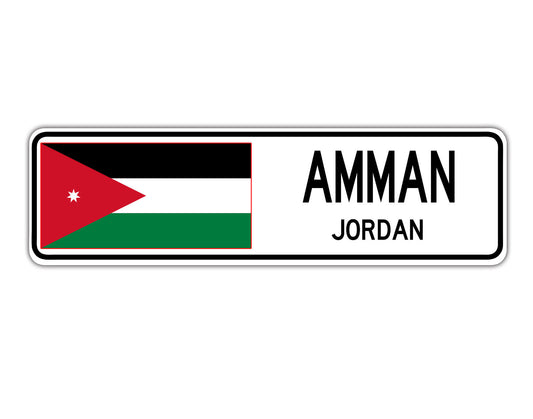 Amman Jordan Flag City Country Gift Plate Wall Decor Street Aluminum Metal Novelty Sign Plate