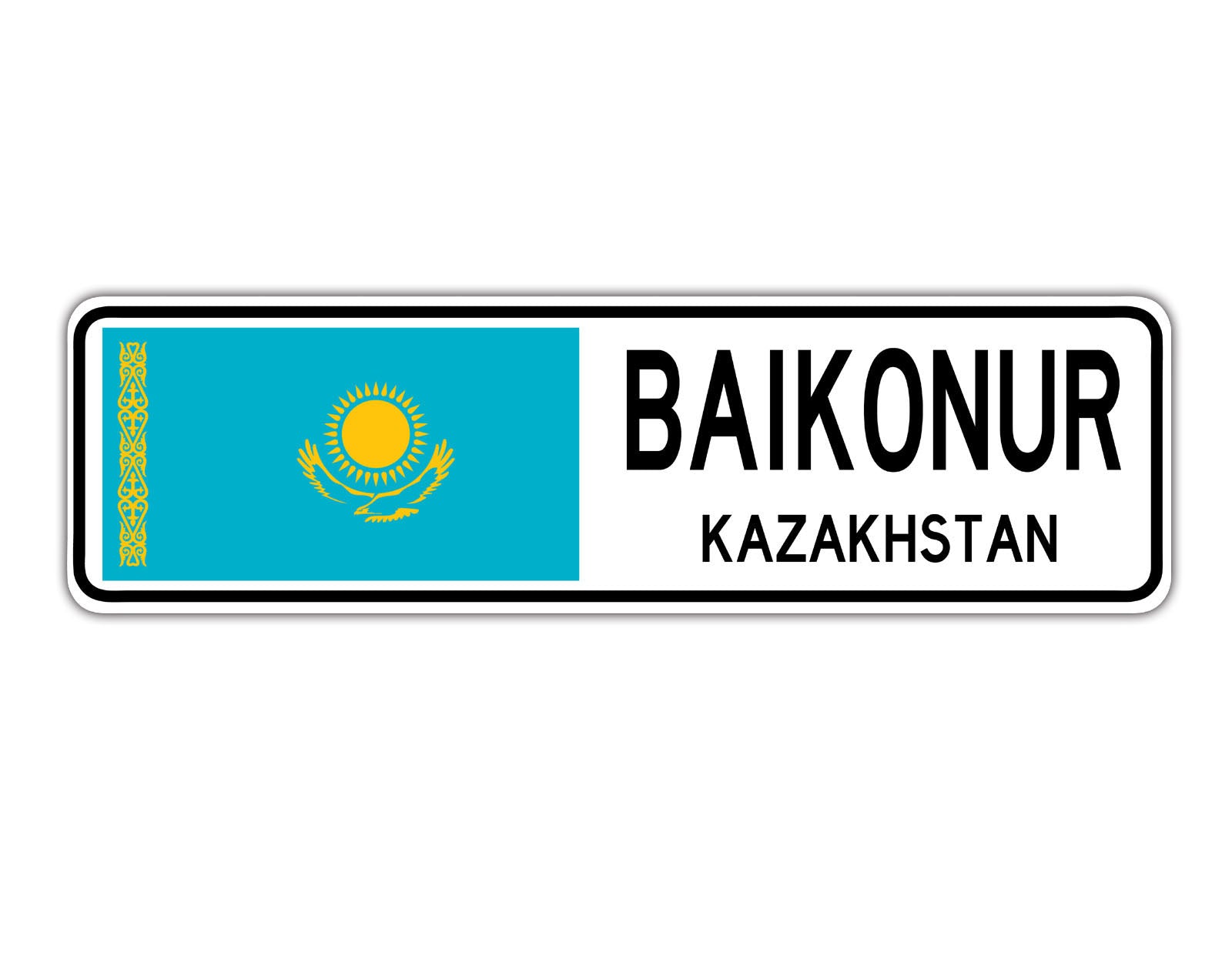 Baikonur Kazakhstan Flag City Country Gift Plate Wall Decor Street Aluminum Metal Novelty Sign Plate