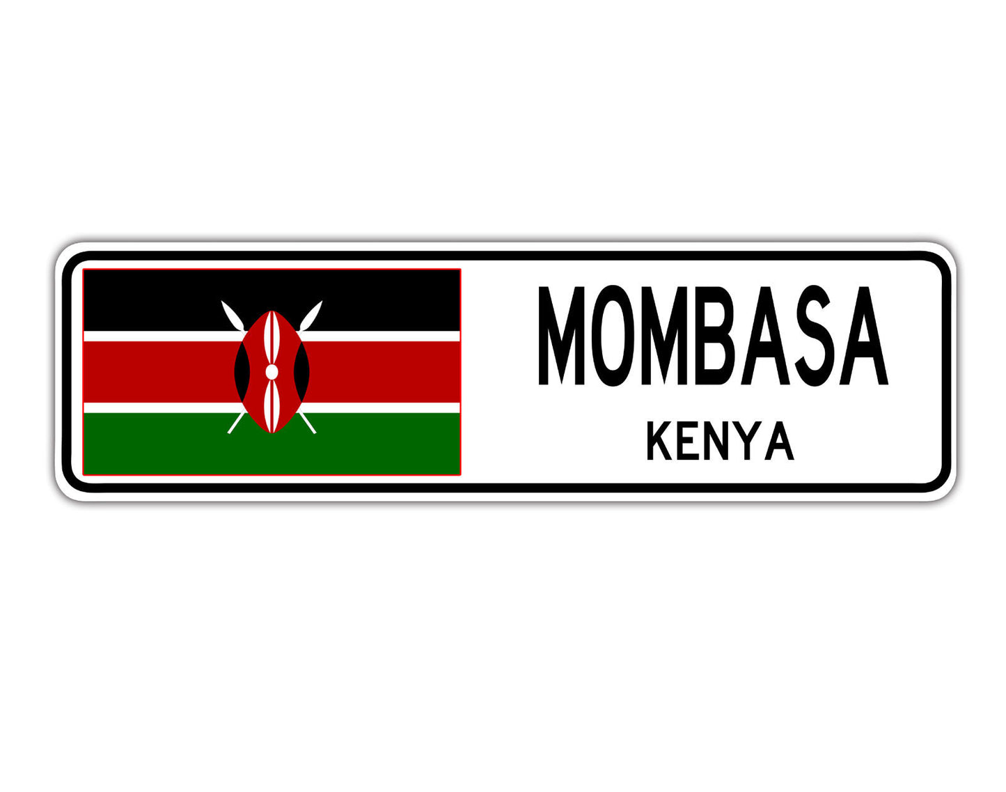 Mombasa Kenya Flag City Country Gift Plate Wall Decor Street Aluminum Metal Novelty Sign Plate