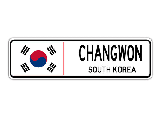 Changwon South korea Flag City Country Gift Plate Wall Decor Street Aluminum Metal Novelty Sign Plate