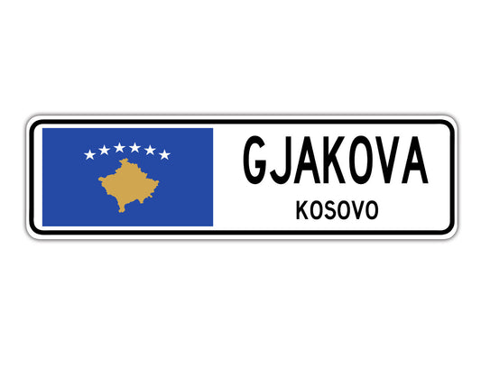 Gjakova Kosovo Flag City Country Gift Plate Wall Decor Street Aluminum Metal Novelty Sign Plate