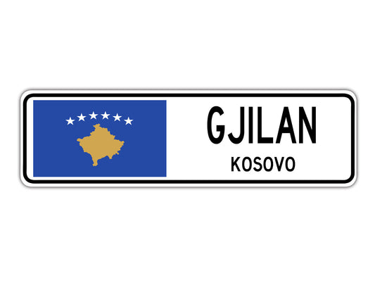 Gjilan Kosovo Flag City Country Gift Plate Wall Decor Street Aluminum Metal Novelty Sign Plate
