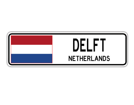 Delft Netherlands Flag City Country Gift Plate Wall Decor Street Aluminum Metal Novelty Sign Plate