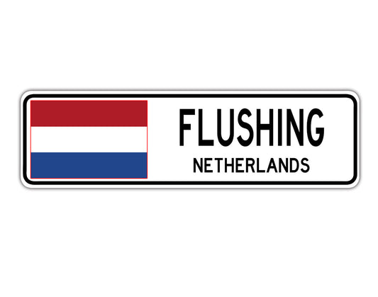 Flushing Netherlands Flag City Country Gift Plate Wall Decor Street Aluminum Metal Novelty Sign Plate