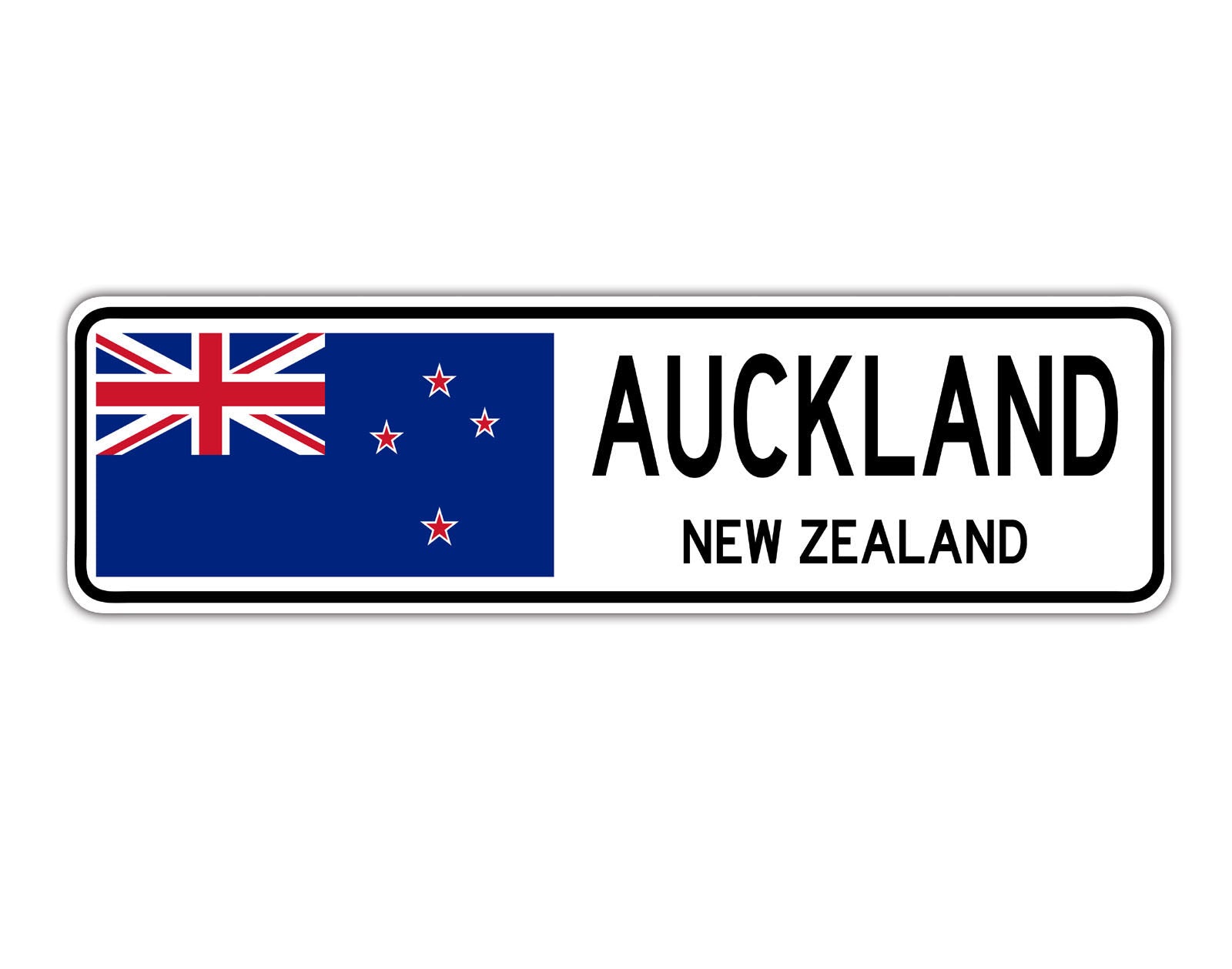 Auckland New Zealand Flag City Country Gift Plate Wall Decor Street Aluminum Metal Novelty Sign Plate