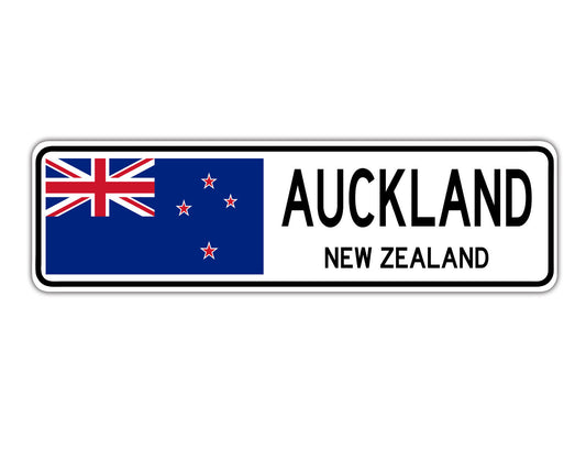 Auckland New Zealand Flag City Country Gift Plate Wall Decor Street Aluminum Metal Novelty Sign Plate