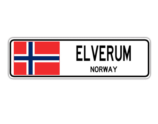 Elverum Norway Flag City Country Gift Plate Wall Decor Street Aluminum Metal Novelty Sign Plate