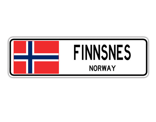 Finnsnes Norway Flag City Country Gift Plate Wall Decor Street Aluminum Metal Novelty Sign Plate