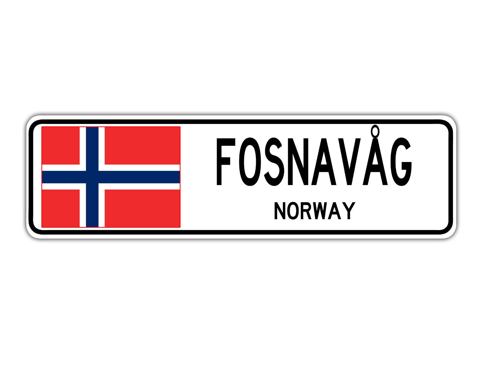 Fosnavag Norway Flag City Country Gift Plate Wall Decor Street Aluminum Metal Novelty Sign Plate