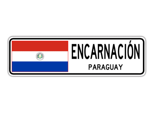 Encarnacion Paraguay Flag City Country Gift Plate Wall Decor Street Aluminum Metal Novelty Sign Plate