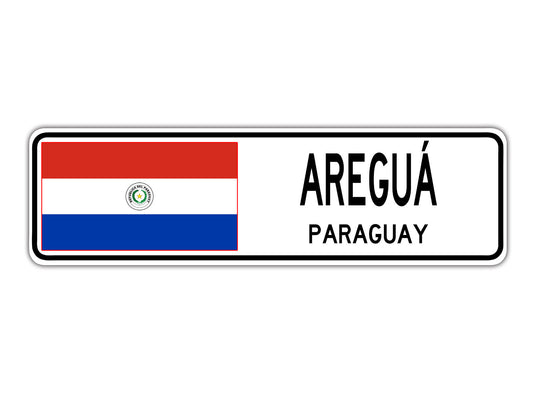 Aregua Paraguay Flag City Country Gift Plate Wall Decor Street Aluminum Metal Novelty Sign Plate