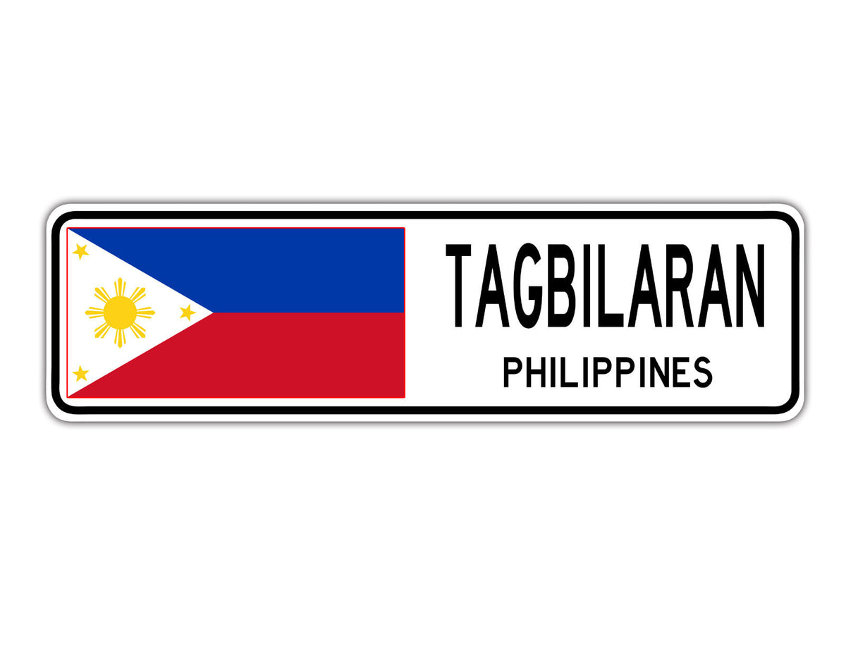 Tagbilaran Philippines Flag City Country Gift Plate Wall Decor Street Aluminum Metal Novelty Sign Plate