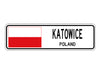 Katowice Poland Flag City Country Gift Plate Wall Decor Street Aluminum Metal Novelty Sign Plate