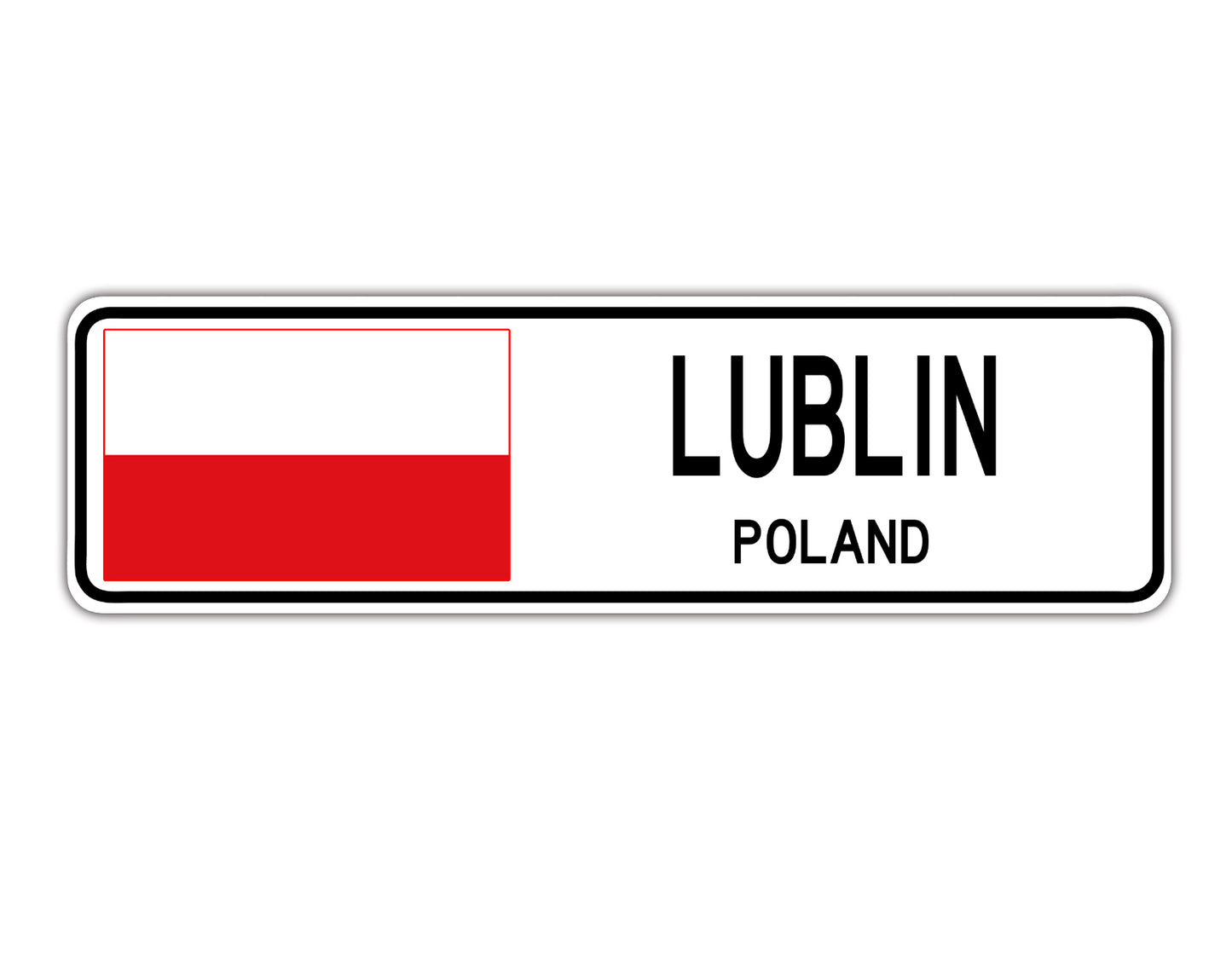 Lublin Poland Flag City Country Gift Plate Wall Decor Street Aluminum Metal Novelty Sign Plate