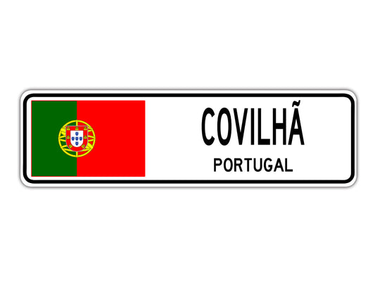 Covilha Portugal Flag City Country Gift Plate Wall Decor Street Aluminum Metal Novelty Sign Plate