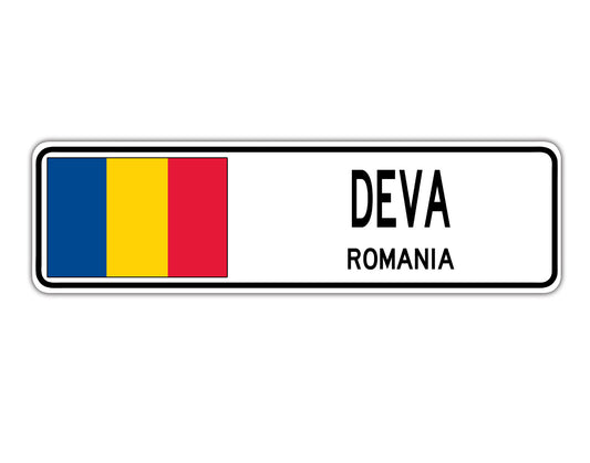 Deva Romania Flag City Country Gift Plate Wall Decor Street Aluminum Metal Novelty Sign Plate