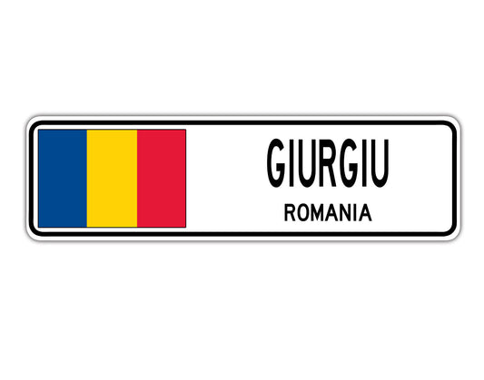 Giurgiu Romania Flag City Country Gift Plate Wall Decor Street Aluminum Metal Novelty Sign Plate