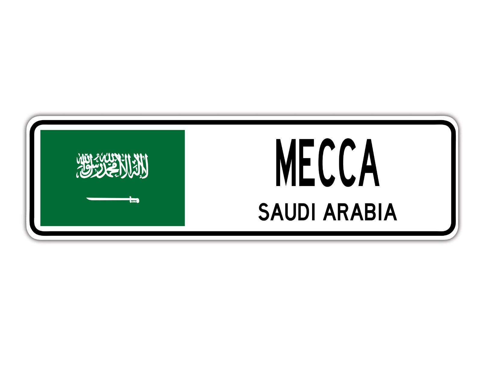 Mecca Saudi Arabia Flag City Country Gift Plate Wall Decor Street Aluminum Metal Novelty Sign Plate