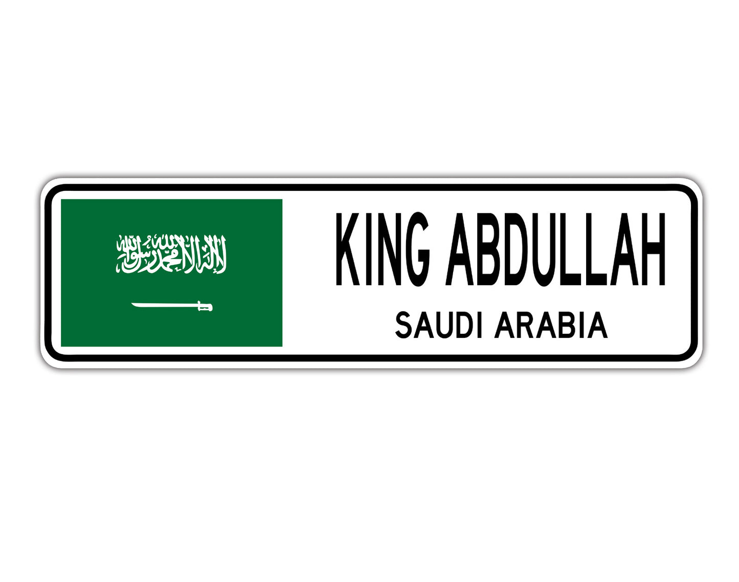 King Abdullah Saudi Arabia Flag City Country Gift Plate Wall Decor Street Aluminum Metal Novelty Sign Plate