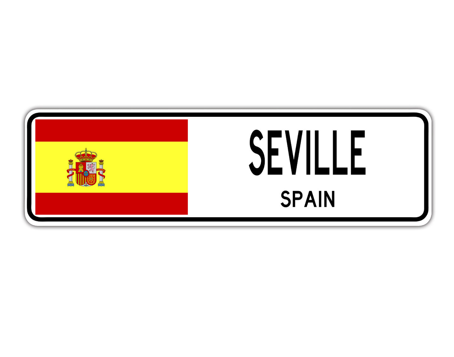 Seville Spain Flag City Country Gift Plate Wall Decor Street Aluminum Metal Novelty Sign Plate
