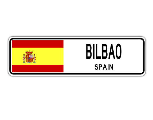 Bilbao Spain Flag City Country Gift Plate Wall Decor Street Aluminum Metal Novelty Sign Plate