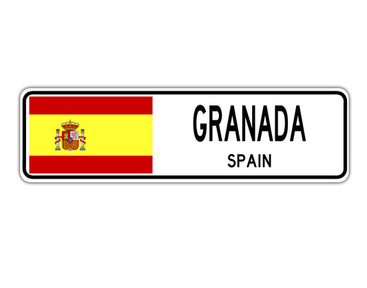 Granada Spain Flag City Country Gift Plate Wall Decor Street Aluminum Metal Novelty Sign Plate