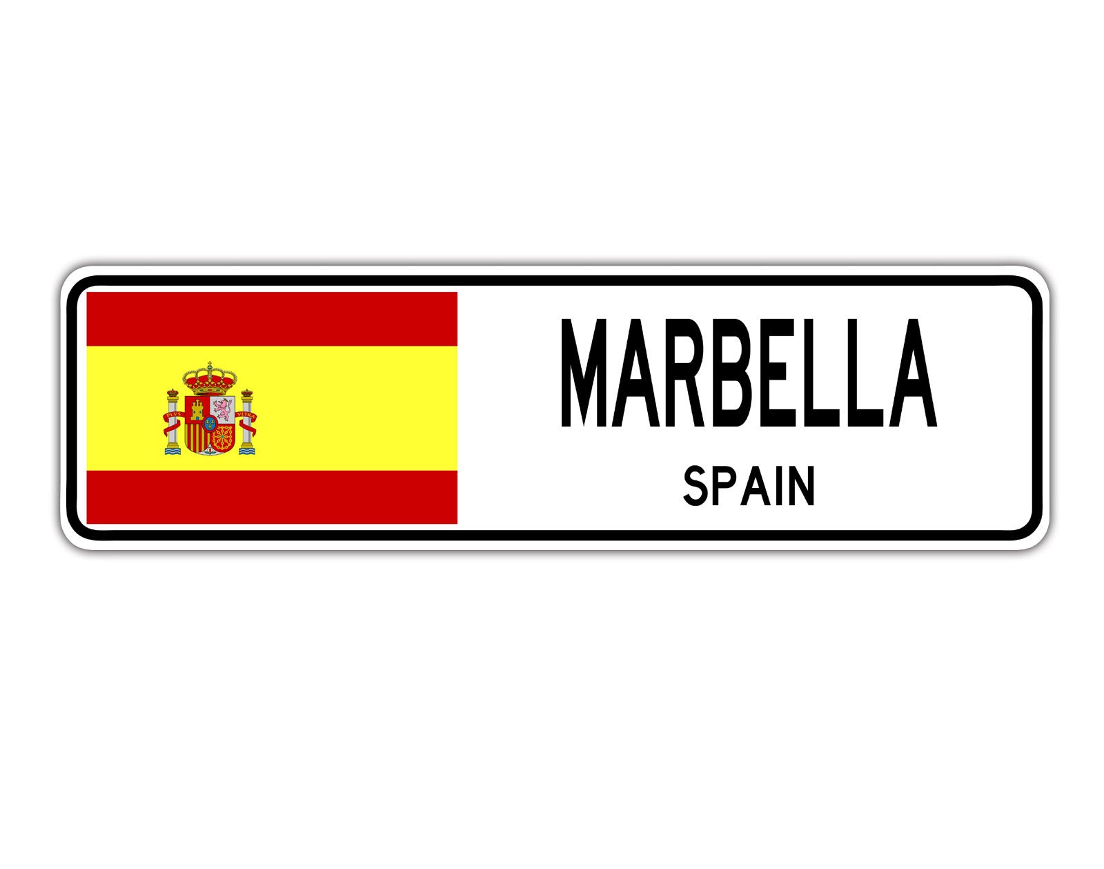 Marbella Spain Flag City Country Gift Plate Wall Decor Street Aluminum Metal Novelty Sign Plate