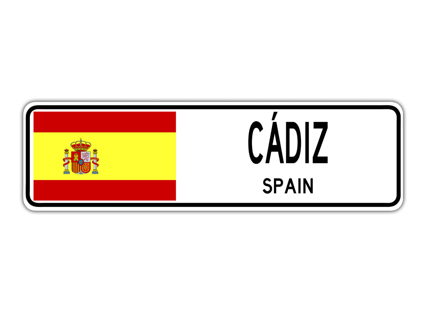 Cadiz Spain Flag City Country Gift Plate Wall Decor Street Aluminum Metal Novelty Sign Plate