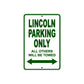 Lincoln Parking Only All Others Will Be Towed Aluminum Decor Garage Sign
