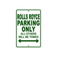 Rolls Royce Parking Only All Others Will Be Towed Aluminum Decor Garage Sign