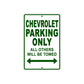 Chevrolet Parking Only All Others Will Be Towed Aluminum Decor Garage Sign
