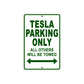 Tesla Parking Only All Others Will Be Towed Aluminum Decor Garage Sign