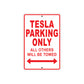Tesla Parking Only All Others Will Be Towed Aluminum Decor Garage Sign