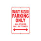 Maruti Suzuki Parking Only All Others Will Be Towed Aluminum Decor Garage Sign