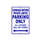 Chinkara Motors Private Parking Only Others Will Be Towed Aluminum Garage Sign