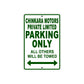 Chinkara Motors Private Parking Only Others Will Be Towed Aluminum Garage Sign