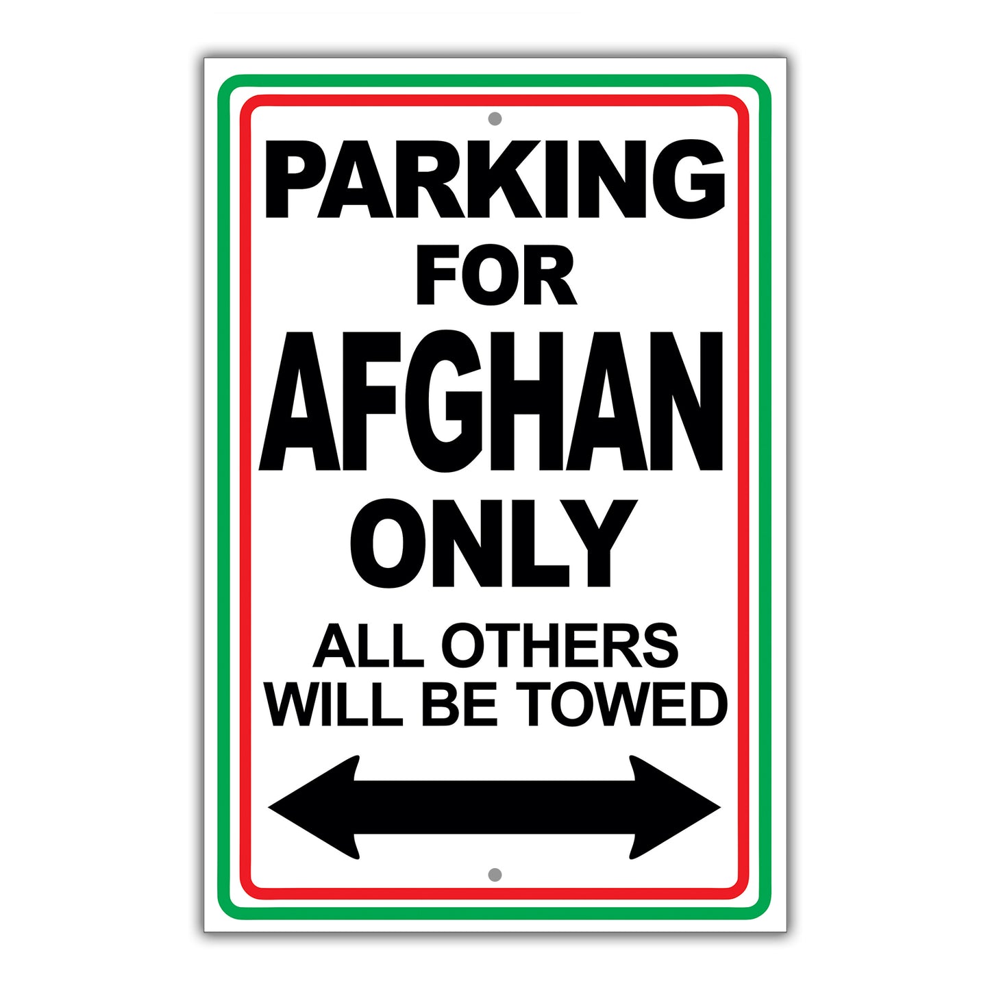 Parking For Aghan Only All Others Will Be Towed Country Citizens Car Parking Street Aluminum Metal Novelty Sign Plate