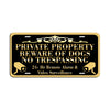 Private Property Beware Of Dogs No Trespassing 24- Hr Remote Alarm License Novelty Plate Aluminum Metal Sign