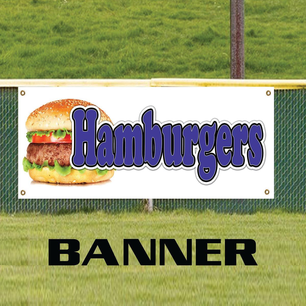 Hungger Banner Hamburgers Restaurant Cafe Marketing Vinyl | Banner Sign – Sign Fever