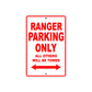 Ranger Parking Only All Others Will Be Towed Aluminum Decor Garage Sign
