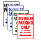 RSV Miller Parking Only All Others Will Be Towed Aluminum Decor Garage Sign