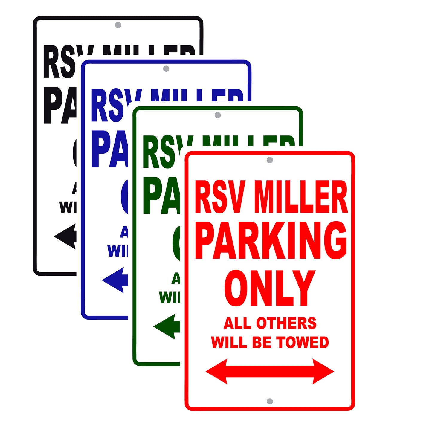 RSV Miller Parking Only All Others Will Be Towed Aluminum Decor Garage Sign