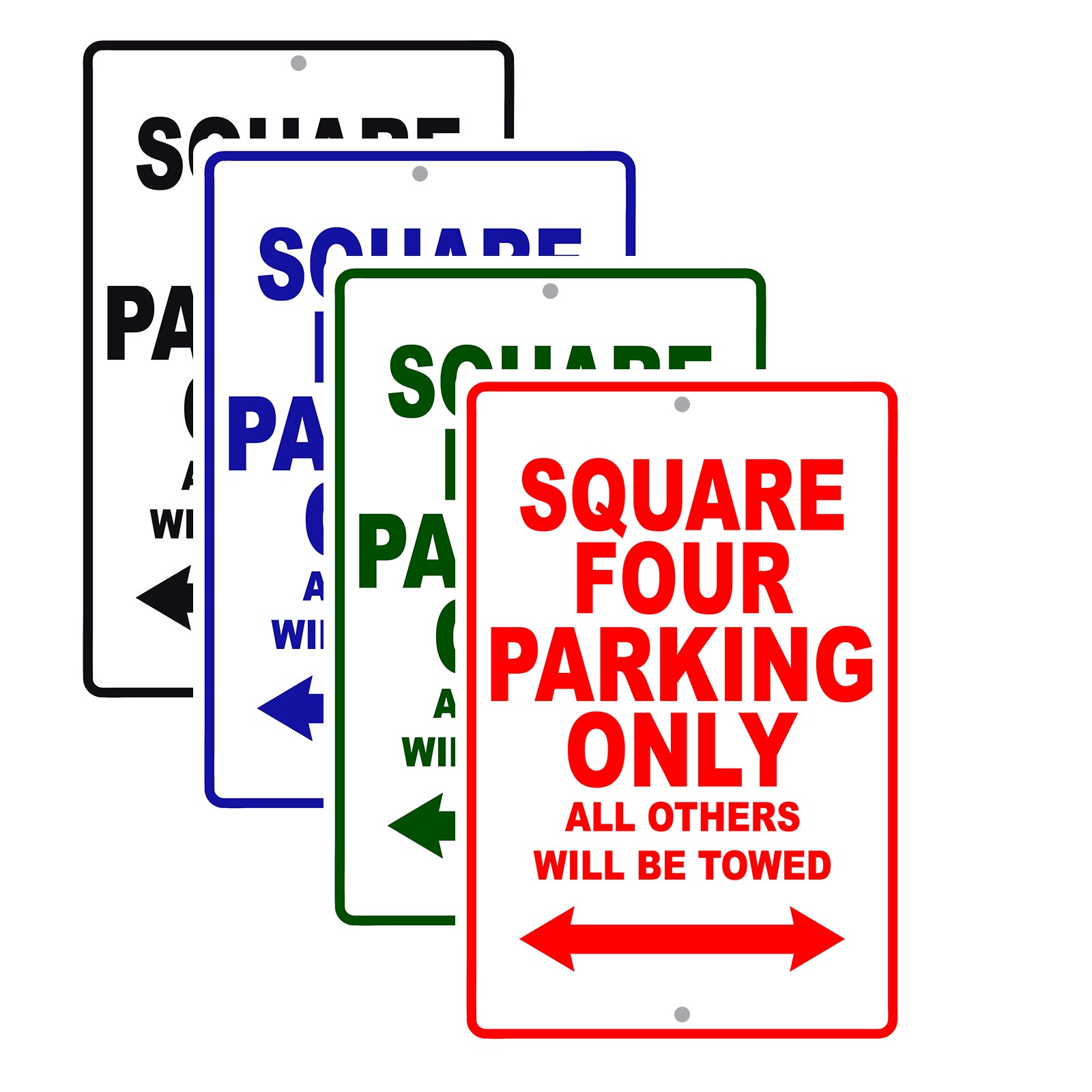 Square Four Parking Only All Others Will Be Towed Aluminum Decor Garage Sign