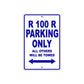 R 100 R Parking Only All Others Will Be Towed Aluminum Decor Garage Sign